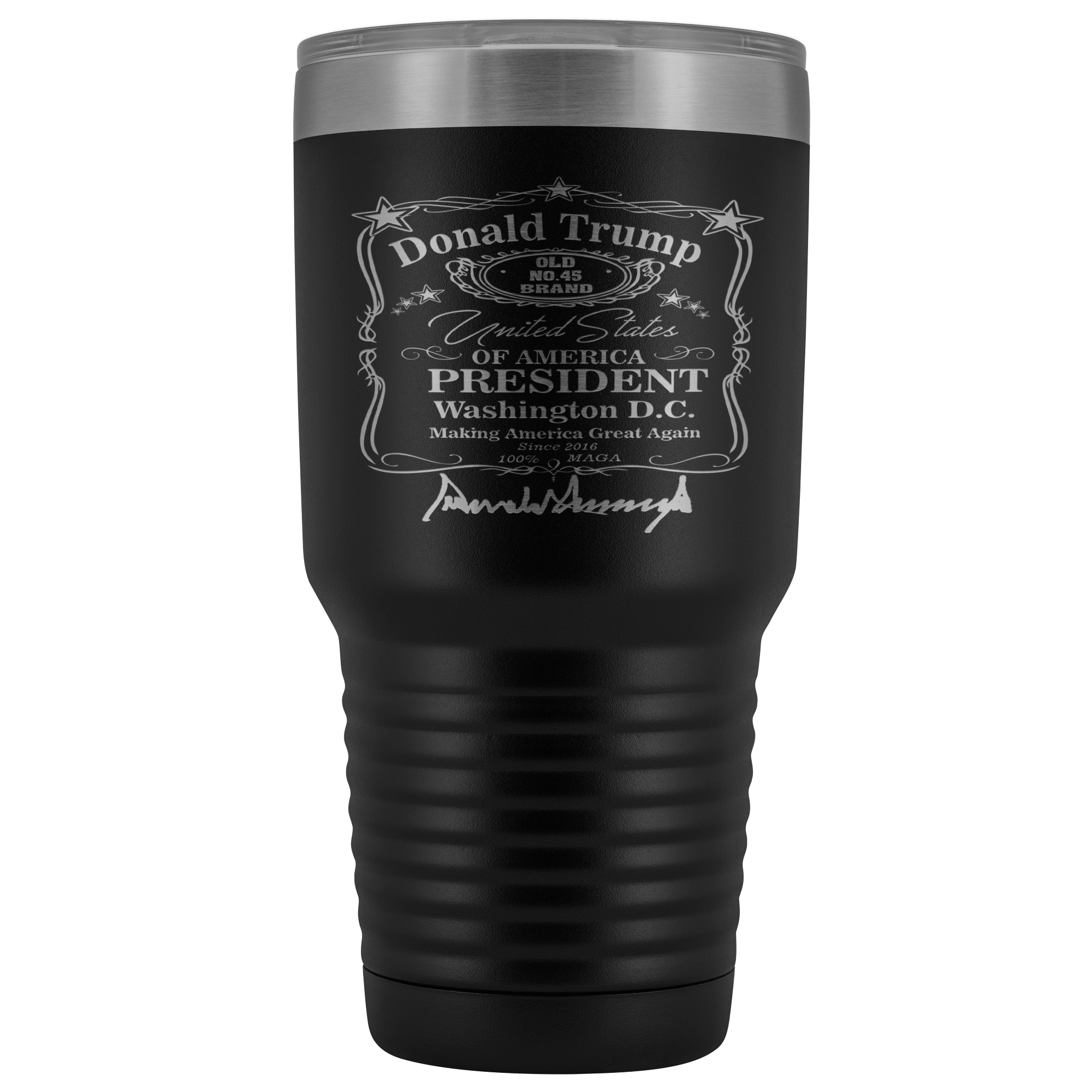 Donald Trump Whiskey Label with Signature 30 oz Tumbler