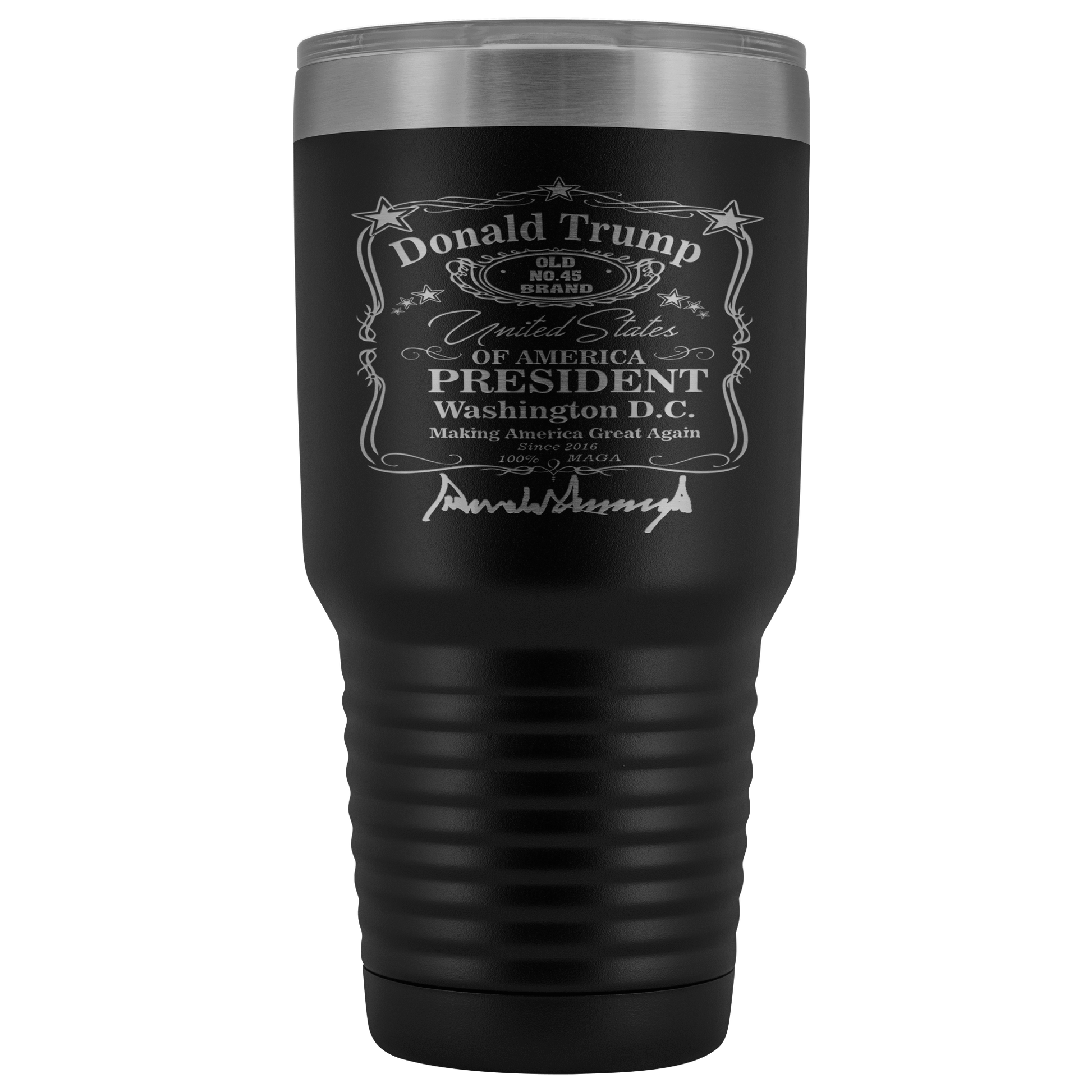 Donald Trump Whiskey Label with Signature 30 oz Tumbler