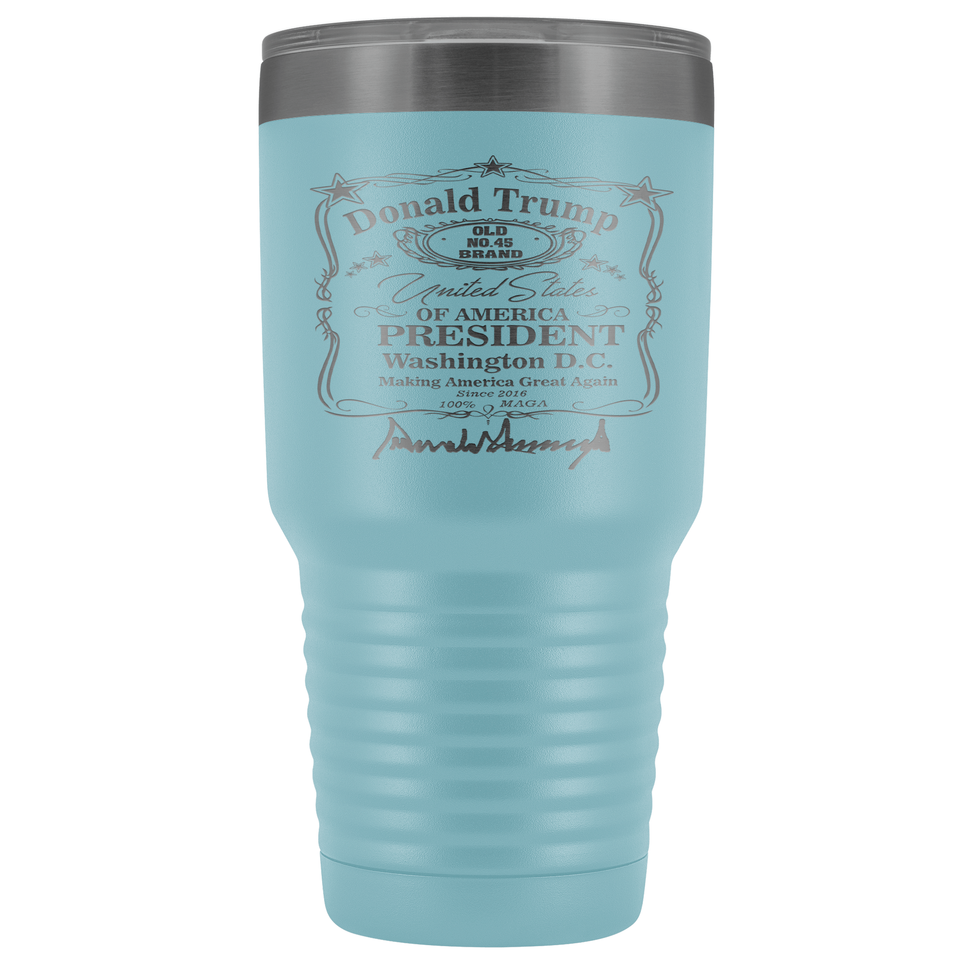 Donald Trump Whiskey Label with Signature 30 oz Tumbler