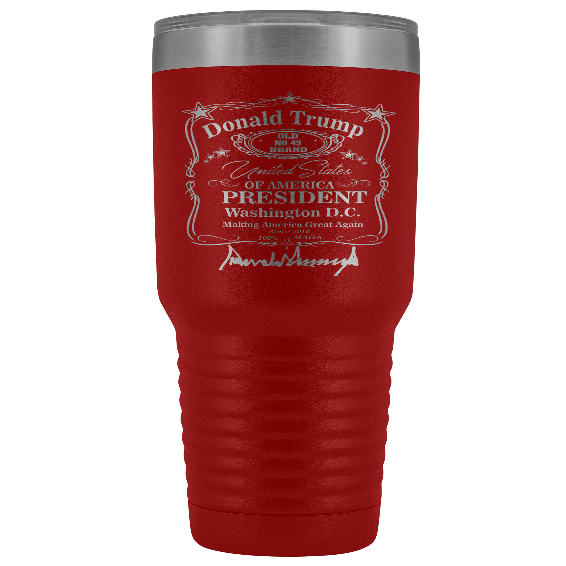 Donald Trump Whiskey Label with Signature 30 oz Tumbler