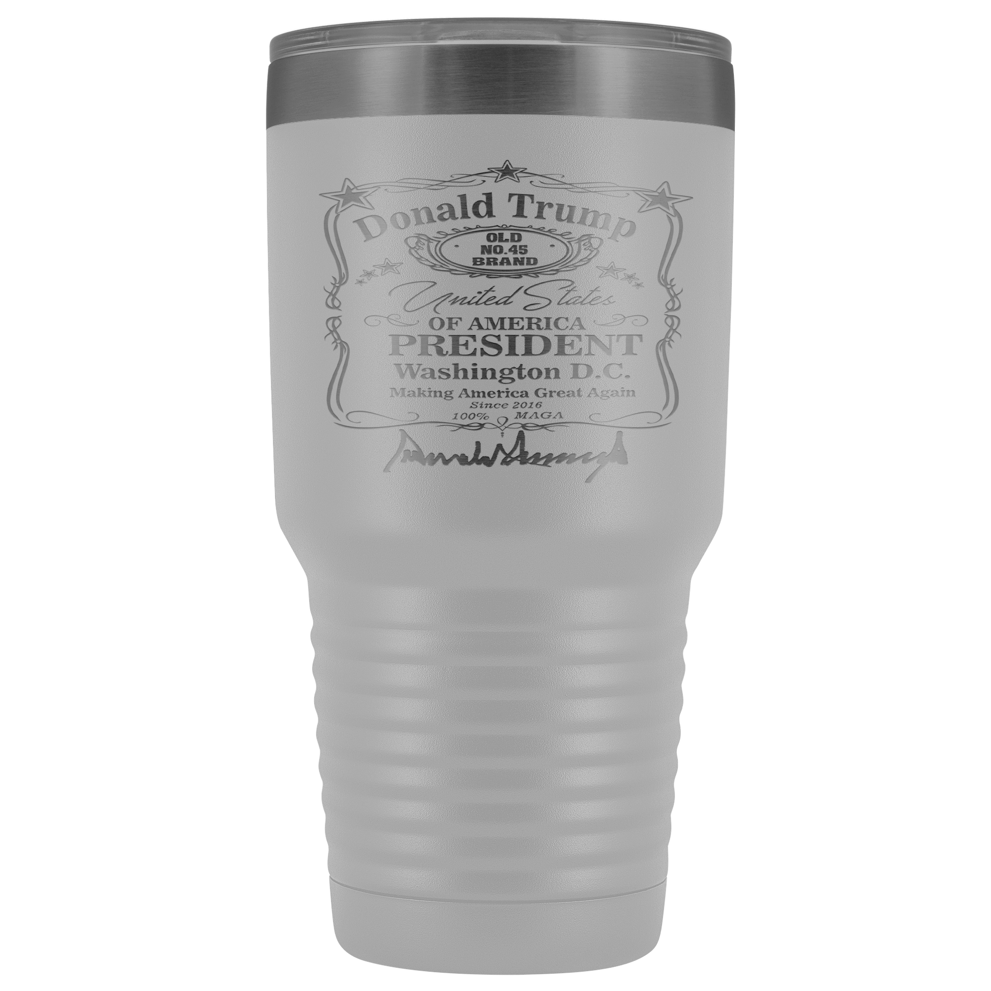 Donald Trump Whiskey Label with Signature 30 oz Tumbler